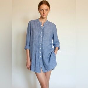 CP Shades Linen Chambray Pin-tucked Tunic/Dress Sz M